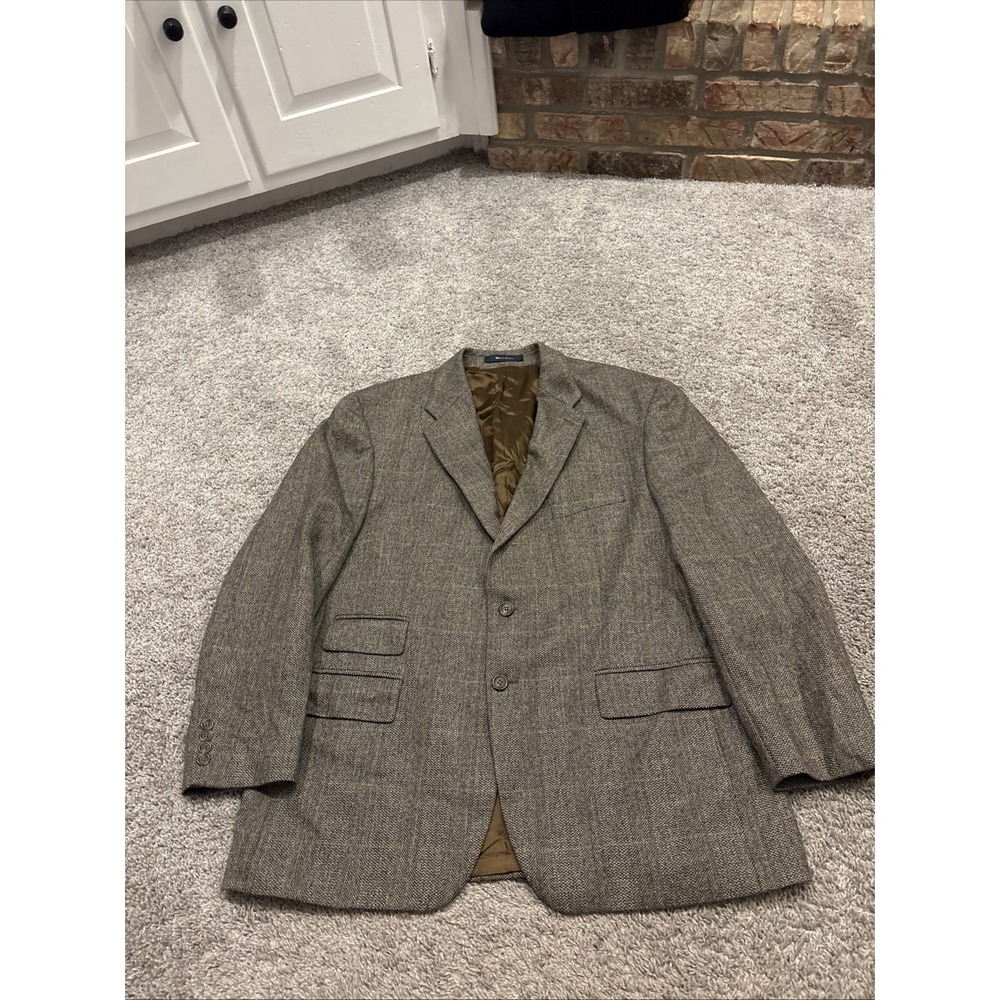 Chaps Ralph Lauren Blazer Mens 46R 100% Wool Glen Plaid Suit Jacket Sport Coat